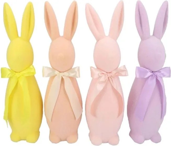 Broskvový veliký zajíc s mašlí Bunny Easter Flock XL - 20*20*70 cm
