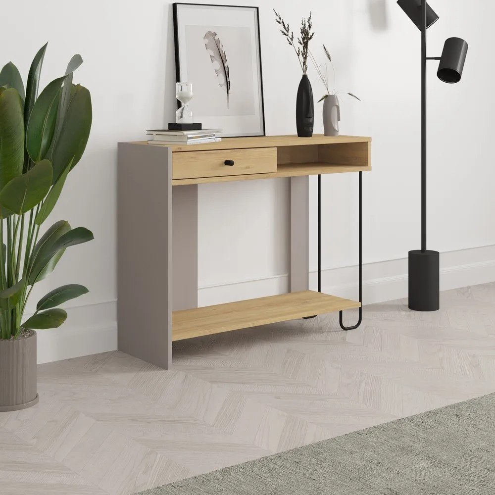 Konzolový stolík s doskou v dubovom dekore 35x100 cm Saturne – Marckeric