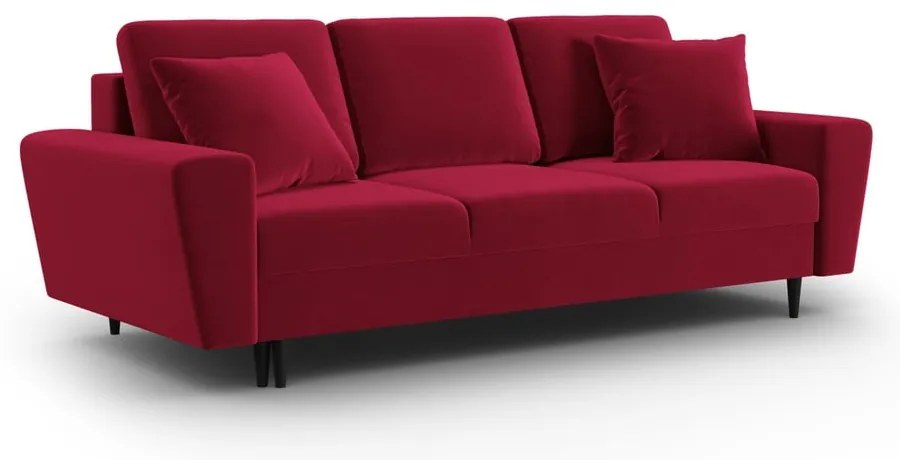 Červená zamatová rozkladacia/s úložným priestorom pohovka 235 cm Kyoto – Cosmopolitan Design