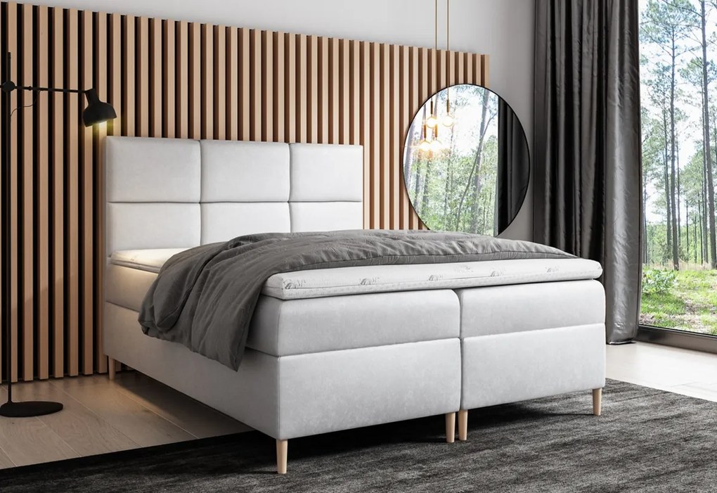 Čalúnená posteľ boxspring FAVA + topper, 140x200, fancy 90