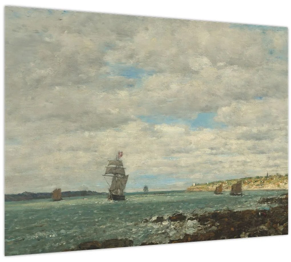 Sklenený obraz - Eugène Boudin, Coast of Brittany, reprodukcia (70x50 cm)