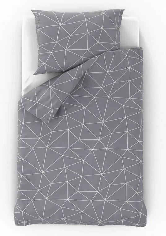 Kvalitex Bavlnené obliečky Nordic Grid sivá, 140 x 220 cm, 70 x 90 cm