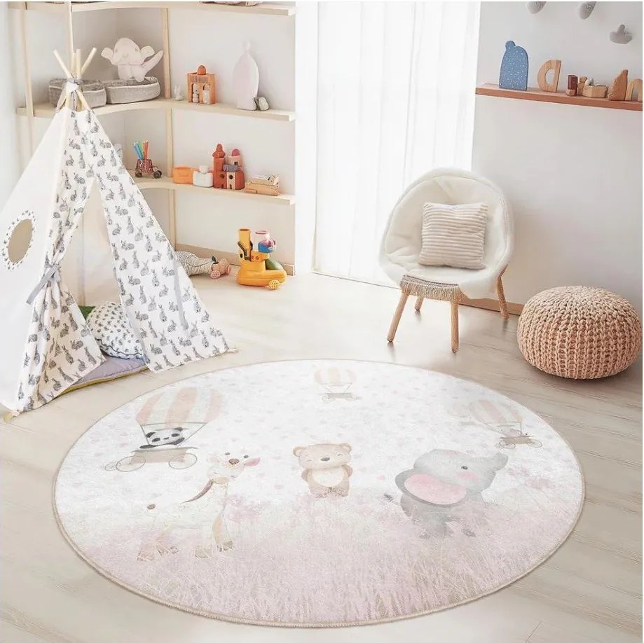 Prateľný detský koberec ø120 cm Dainty Animals – Mila Home