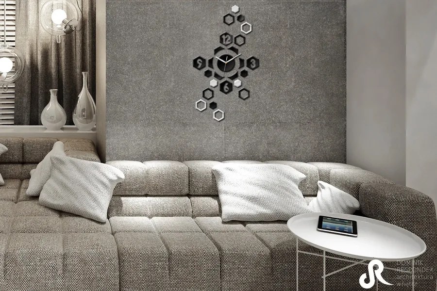 Moderné nástenné hodiny HEXAGON