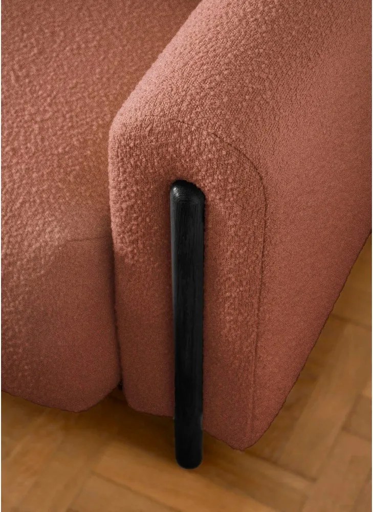 Terakotová rozkladacia/s úložným priestorom pohovka z textílie buklé 244 cm Arcadova – ELTAP