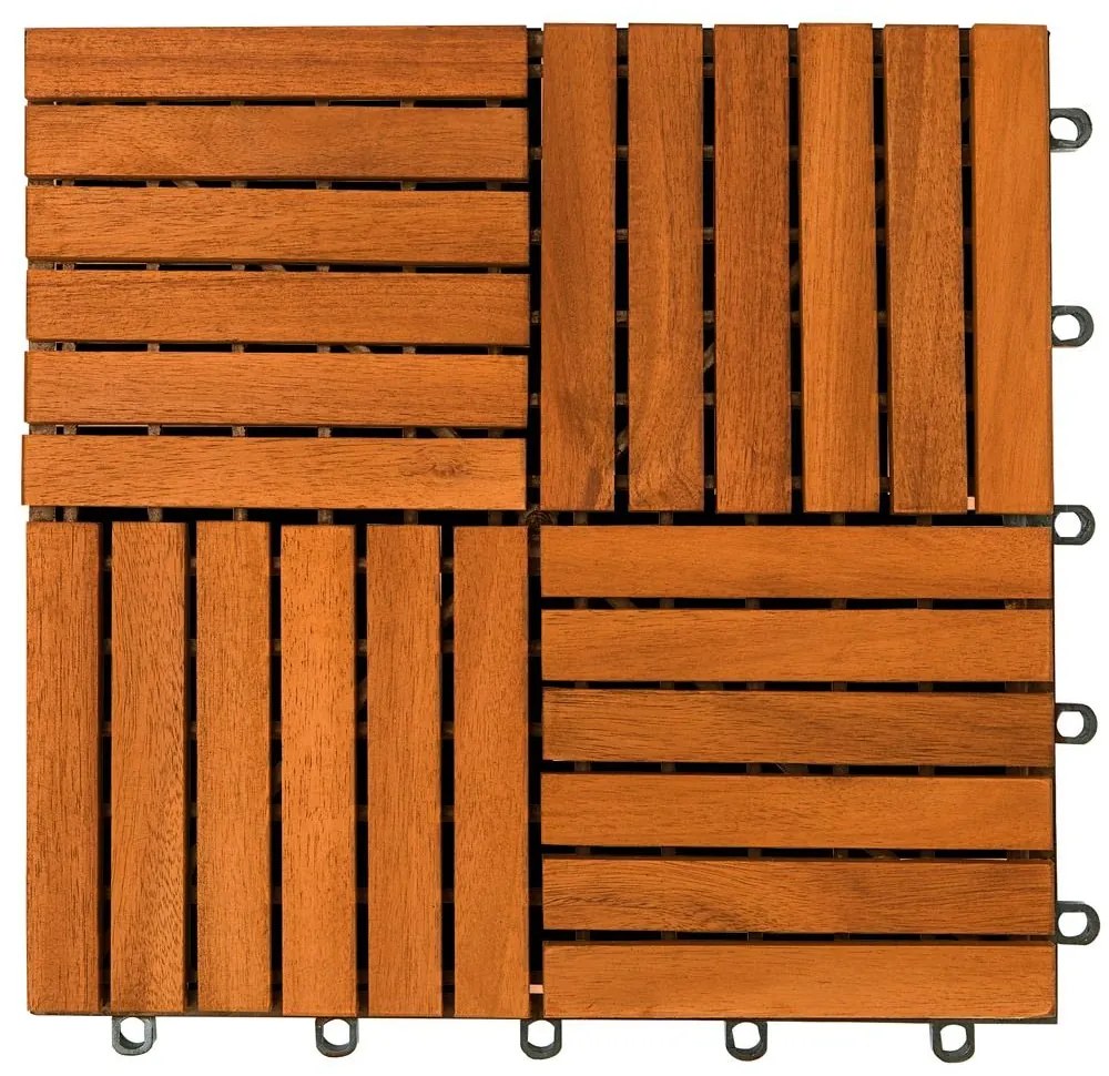 InternetovaZahrada Drevené dlaždice Quatro mozaika - sada 11 ks, 30x30 cm