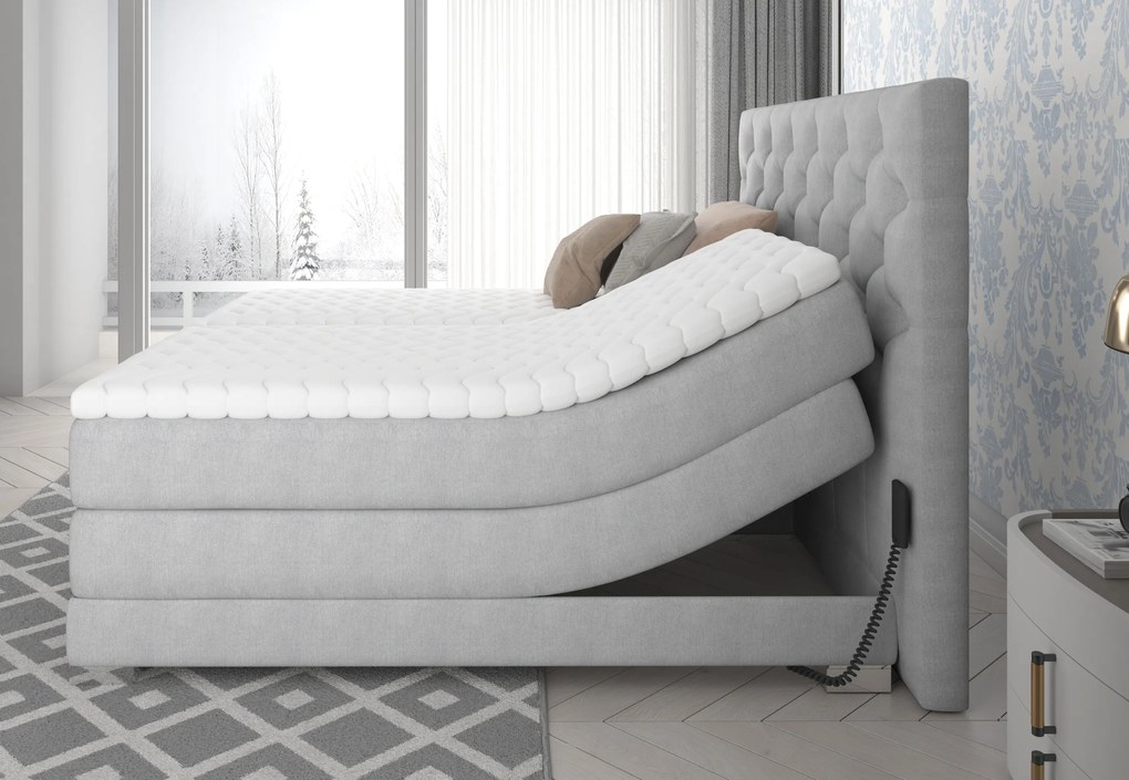 Box spring posteľ Clif 180x200, hnedá, elektrické polohovanie