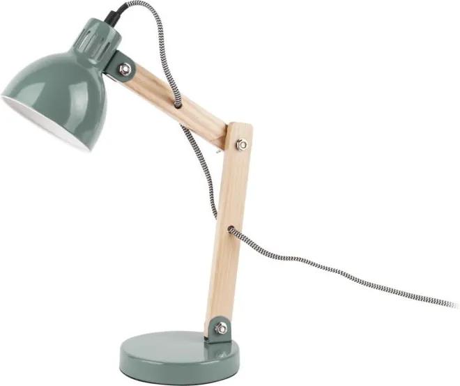 Zelená stolová lampa s drevenými detailmi Leitmotiv Ogle