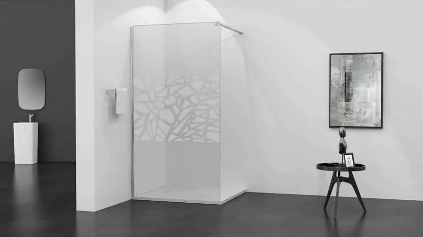 Mexen Kioto, sprchová zástena typu WALK-IN 140x200 cm, 8mm sklo s bielym vzorom, 800-140-000-00-85