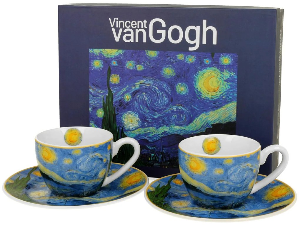 Porcelánová šálka s podšálkou Van Gogh Starry Night 90 ml sada 2ks