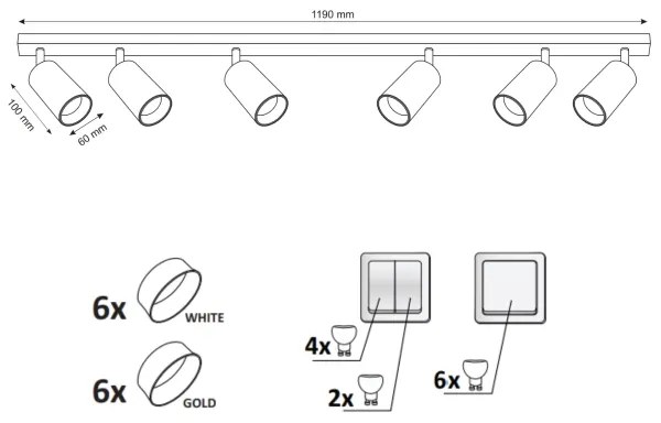 Bodové svietidlo MARIBEL 6xGU10/10W/230V biela
