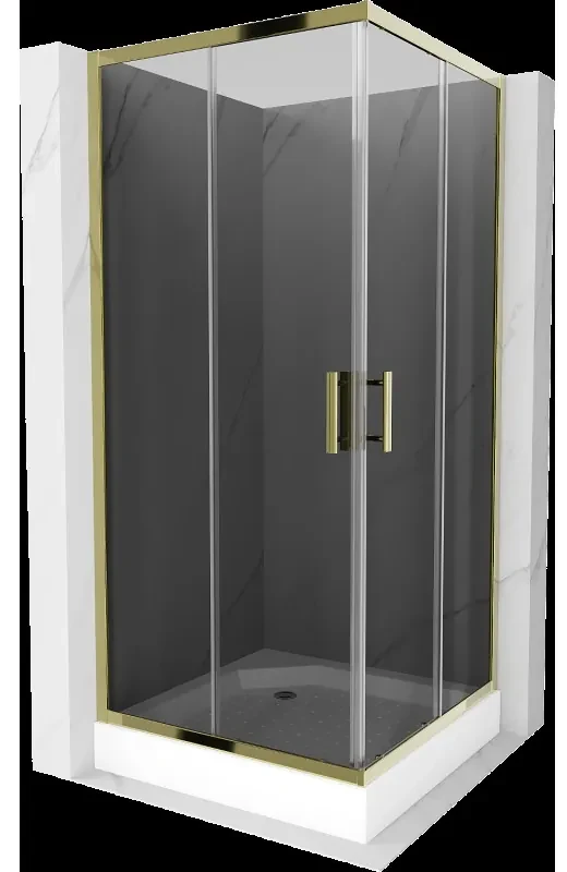 Mexen Rio štvorcová sprchová kabína 90 x 90 cm, grafitová čierna, zlatá + závesný bidet Rio, biela- 860-090-090-50-40-4510