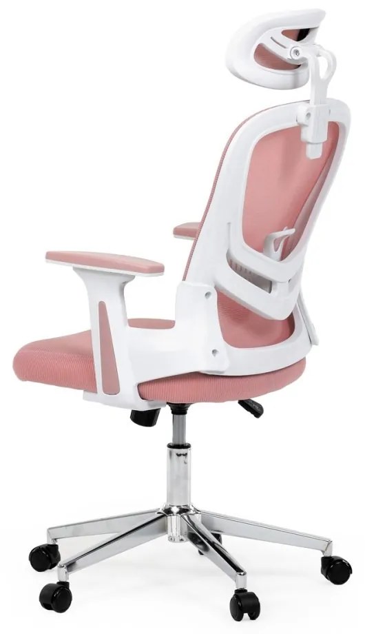 Kancelárska otočná stolička ROSE — sieť / látka, ružová