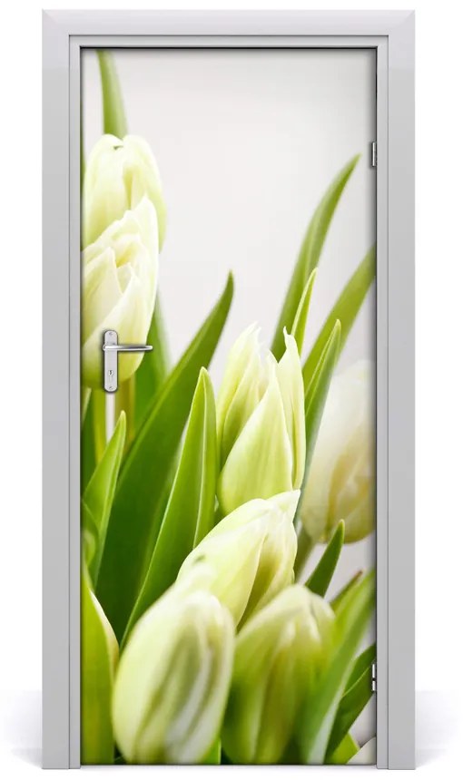 Fototapeta na dvere biele tulipány 75x205 cm