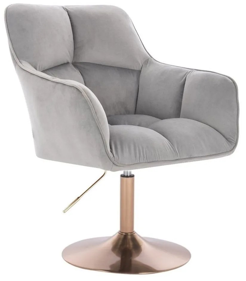 LuxuryForm DESIGN Kreslo AMALFI VELUR na zlatom tanieri - svetlosivé