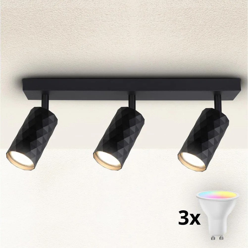 BRILAGI - LED RGBW stmievateľné bodové svietidlo SELE DIAMANT 3xGU10/4,8W/230V čierna