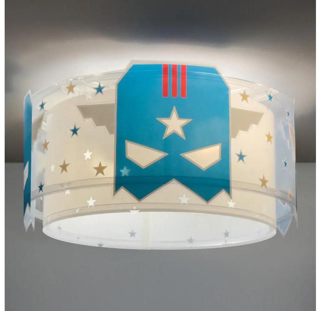 Dalber 61816 - Detské stropné svietidlo MODRÁ HERO 2xE27/15W/230V