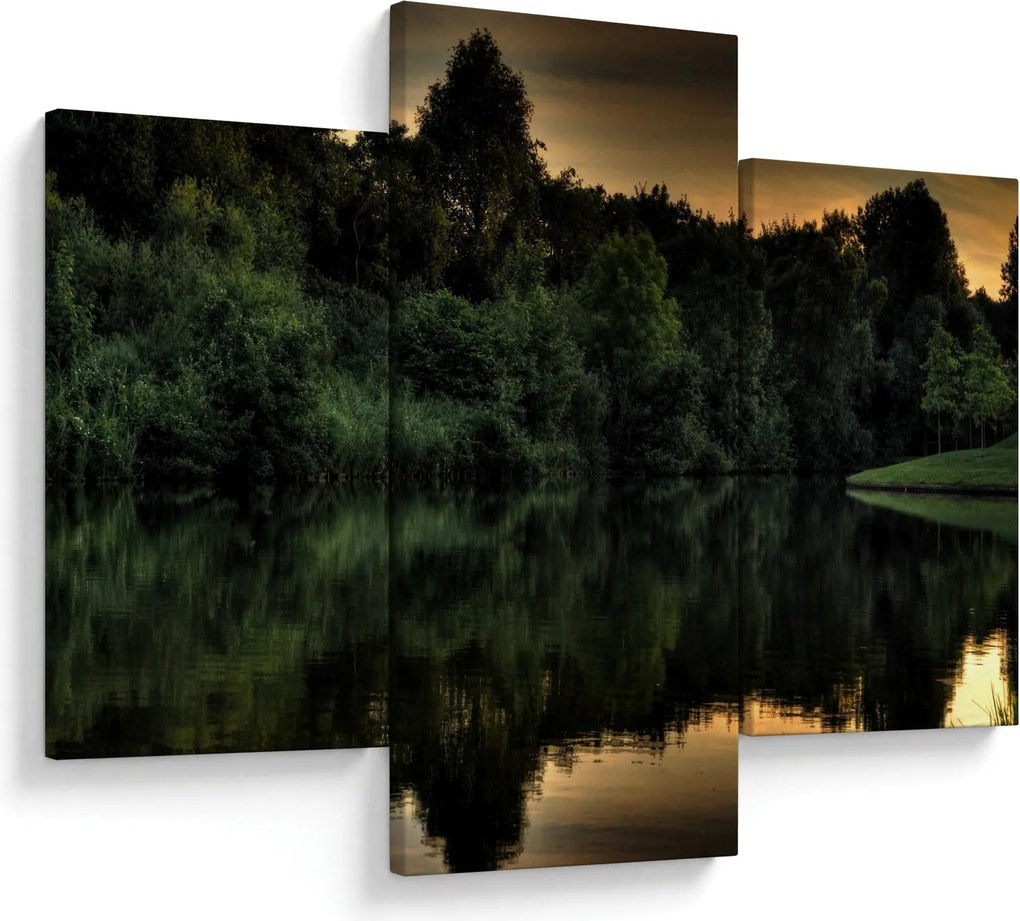 Obraz jazera pri lese (90x60 cm)