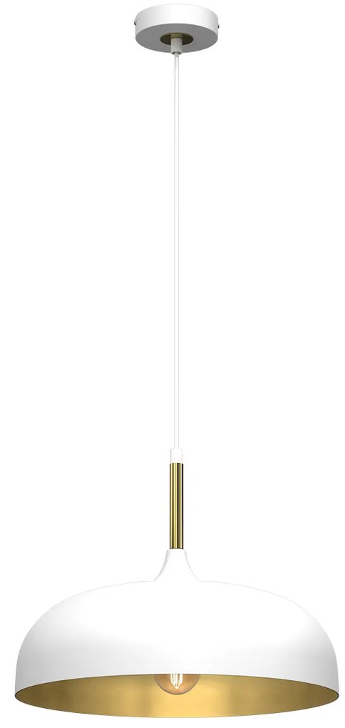 Závesné svietidlo Lincoln, 1x zlaté/biele kovové tienidlo, (fi 35cm), w/g