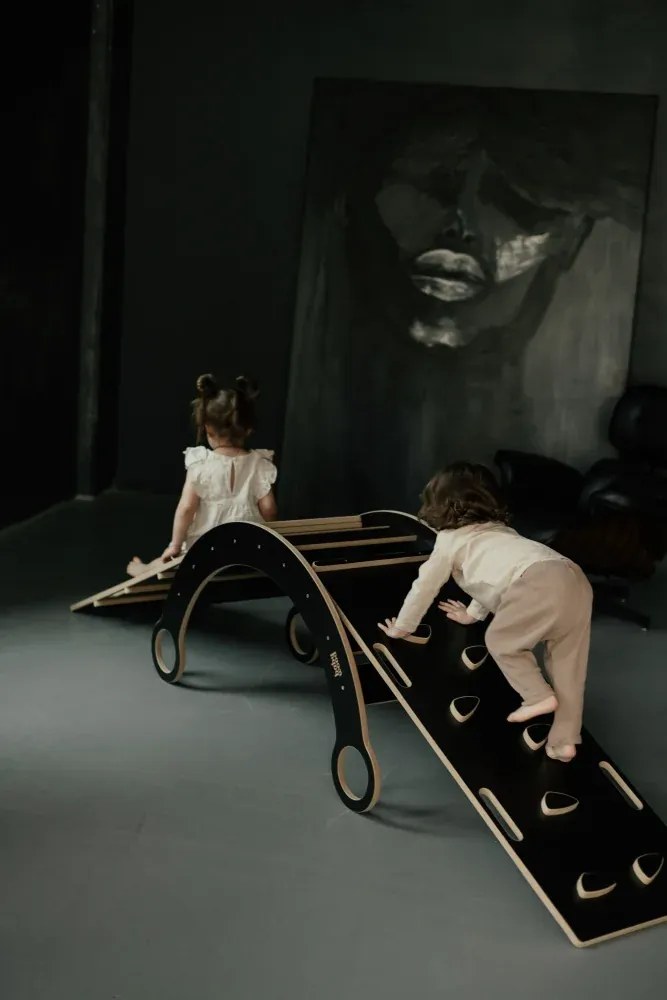 Lezecká súprava 3v1 veľká – hojdačka, šmykľavka a lezecká stena Biela