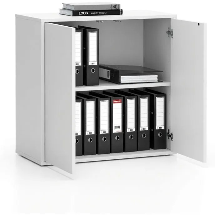 Kancelárska skrinka s dverami LAYERS, krátka, 800 x 400 x 777, biela