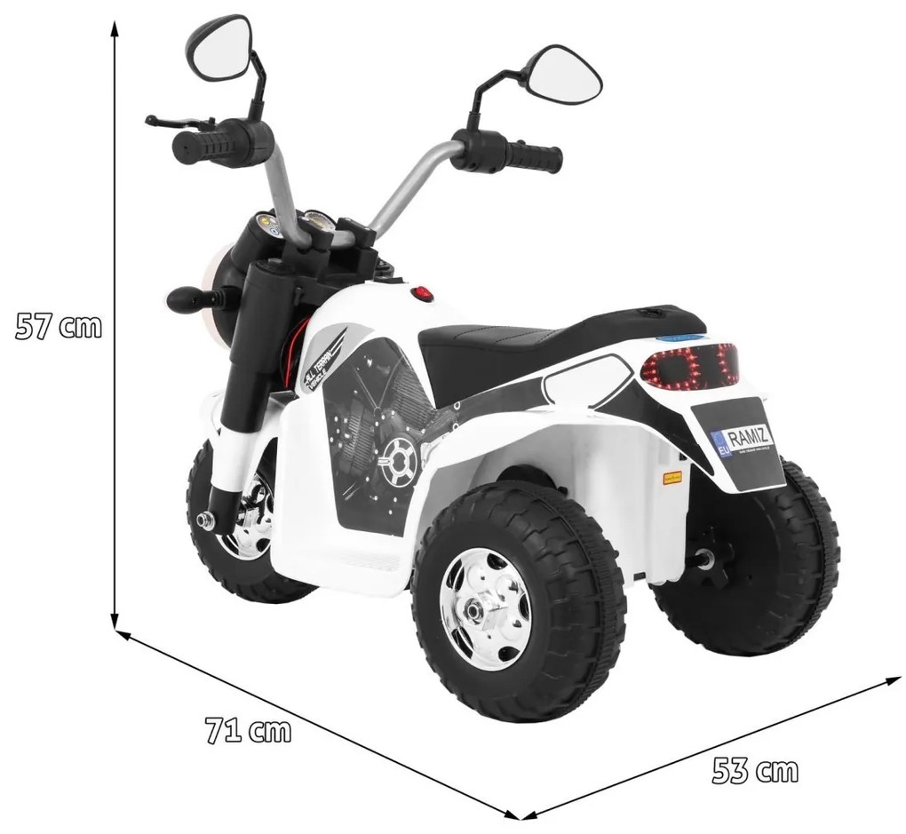 RAMIZ ELEKTRICKÁ MOTORKA MINIBIKE - BIELA - 1x 6V - 6V/4,5Ah - 2022