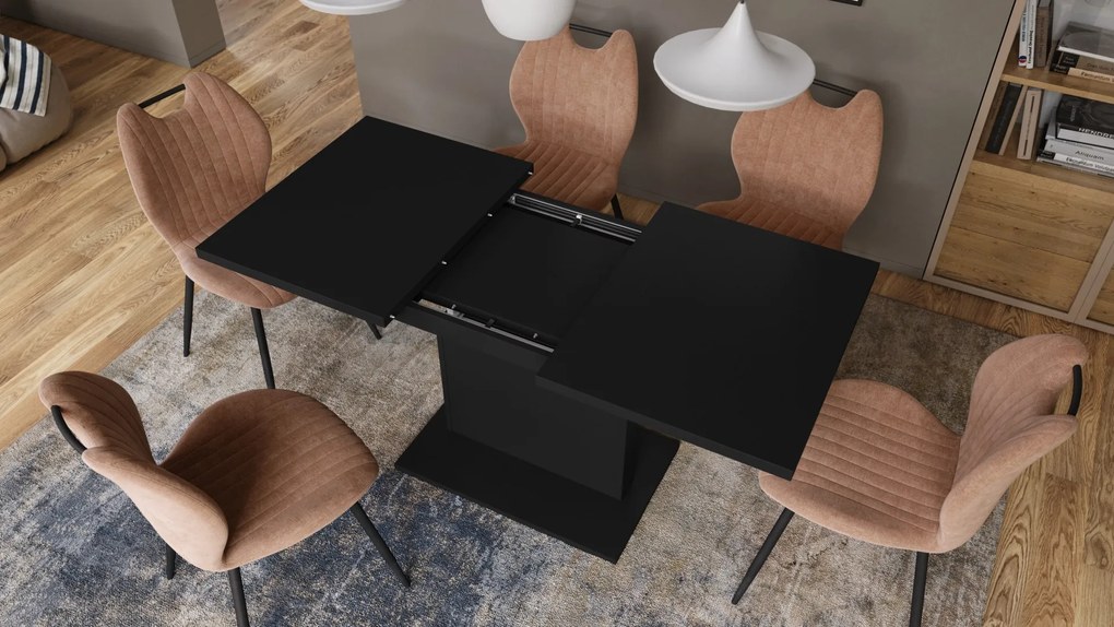 ASTON MINI Čierny Mat - rozkladací stôl so zdvíhacou doskou