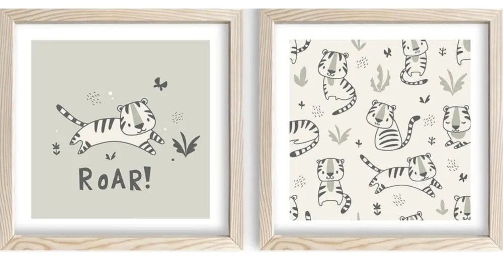 Detské obrázky v súprave 2 ks 33x33 cm Roar – Wallity