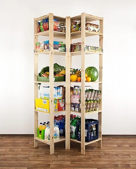 REGÁL DREVENÝ ROHOVÝ Maxi 6W 230x85x50 - BOROVICA