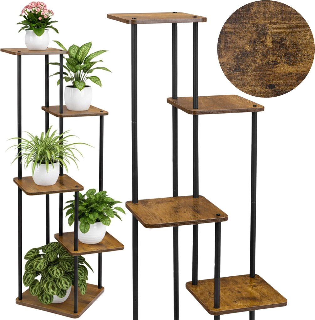 Stojan na květiny Marlon 107 cm černý/hnědý