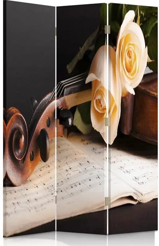 CARO Paraván - Roses On The Violin | trojdielny | obojstranný 110x150 cm