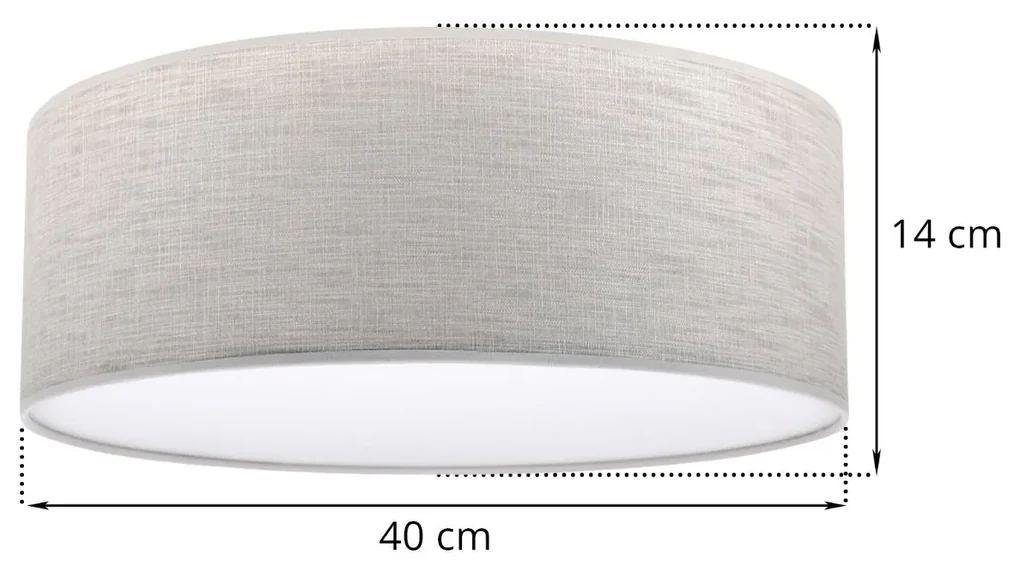 Stropné svietidlo Stone, 1x svetlobéžové textilné tienidlo/biele PVC tienidlo, (biele plexisklo), (fi 40cm)