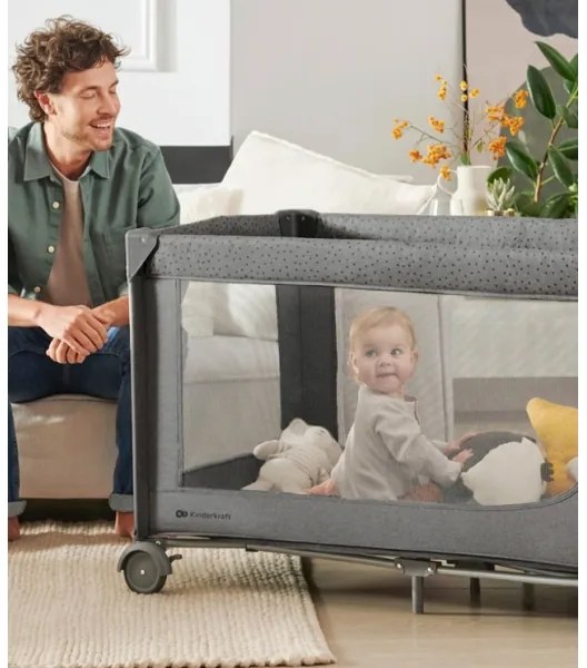 KINDERKRAFT - Cestovná postieľka JOY 2 šedá