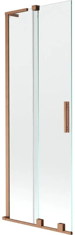 Mexen Velar L, 2-krídlová posuvná vaňová zástena 70 x 150 cm, 8mm číre sklo, medená matná, 896-070-003-01-65