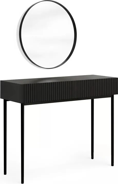 Toaletný stolík Nicole so zrkadlom 60 cm - čierny mat / čierna