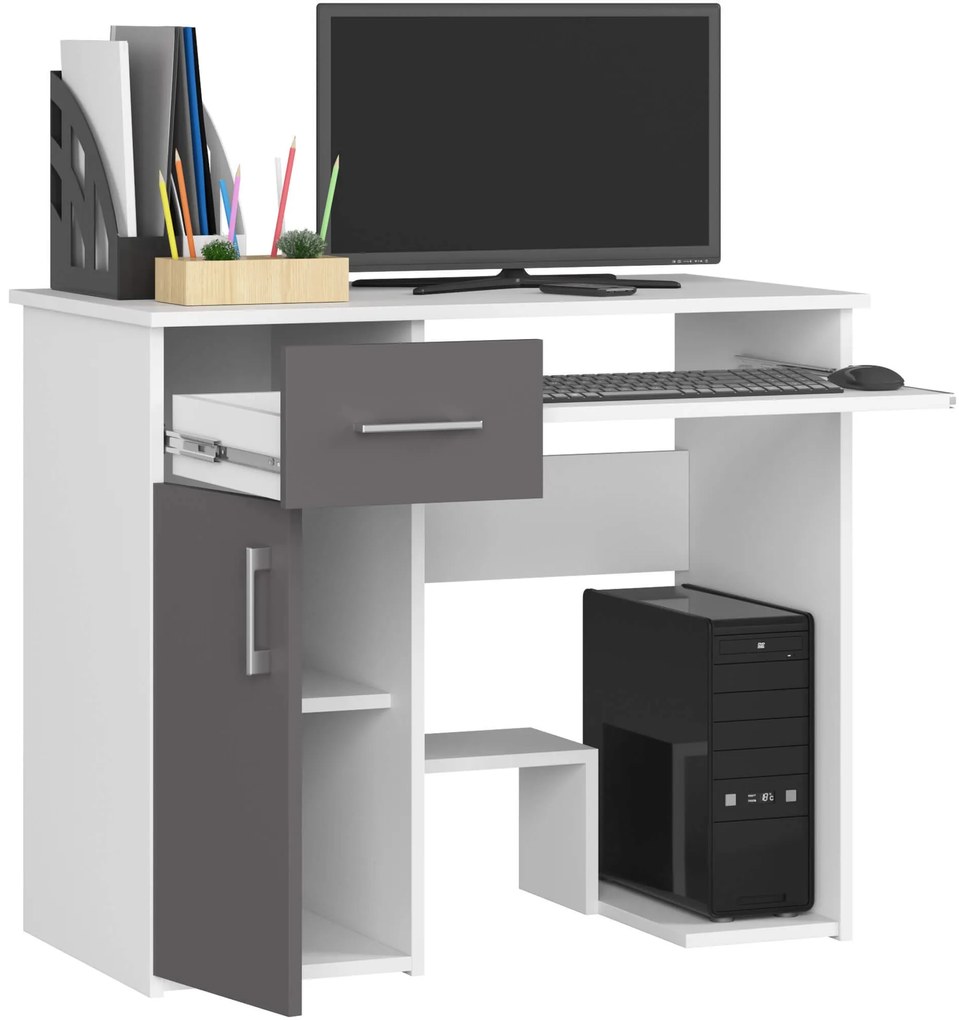 Volně stojící psací stůl JAY 90 cm bílý/šedý