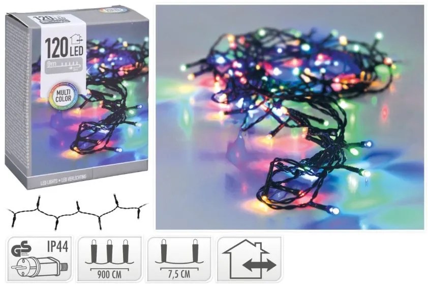 Victoria Sport Svetelná vianočná reťaz 9m - 120 LED viacfarebná vnútorná/ vonkajšia