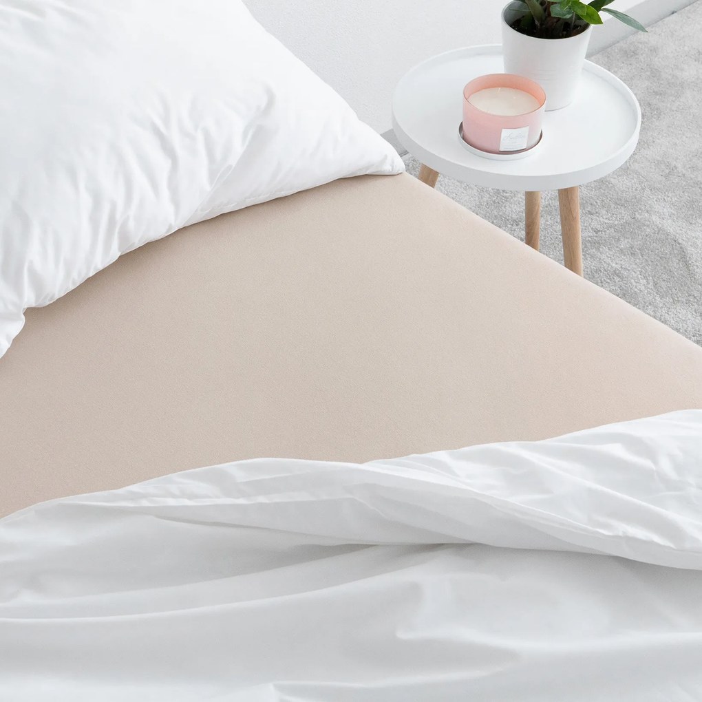 Goldea jersey elastická plachta - latte 160 x 200 cm