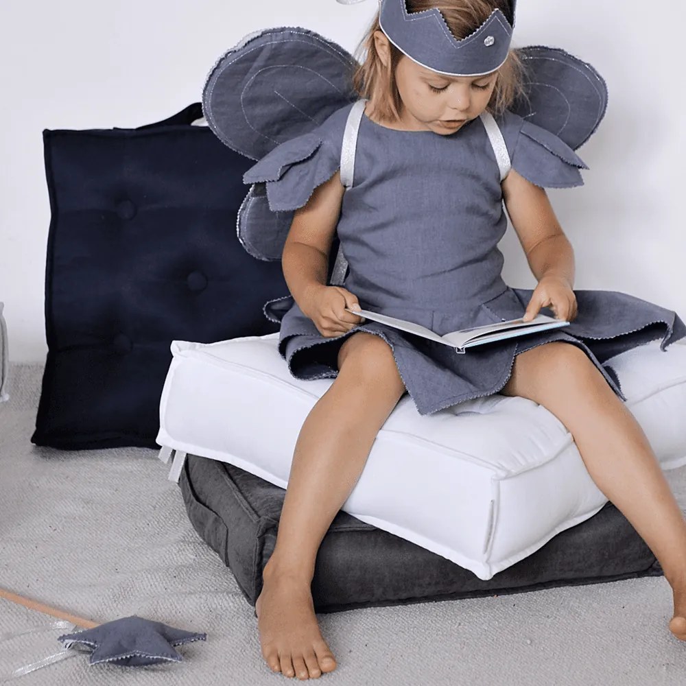 Ľanový kúzelný prútik džínsový so striebrom