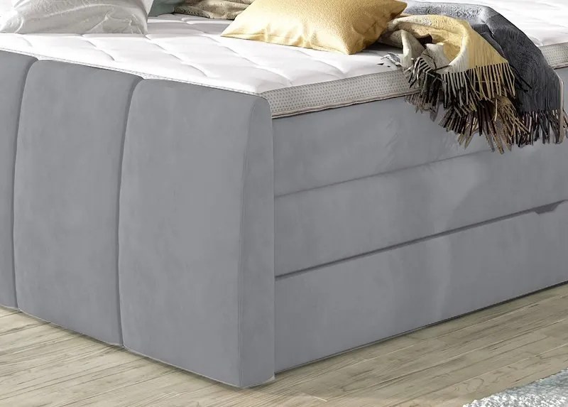 Posteľ boxspring Fresco 180x200 cm, svetlo šedá látka