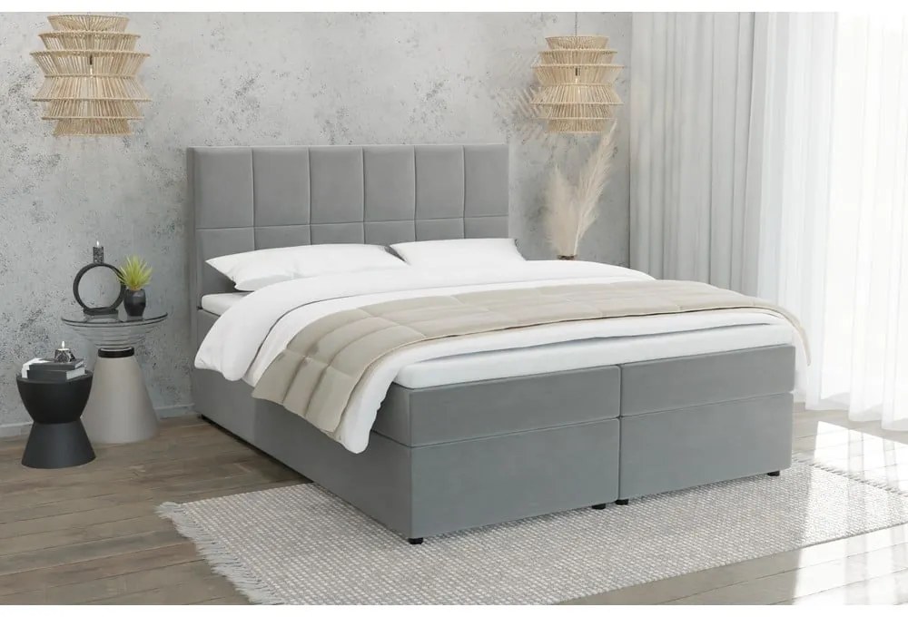 Svetlosivá boxspring posteľ s úložným priestorom 140x200 cm Flip – Ropez