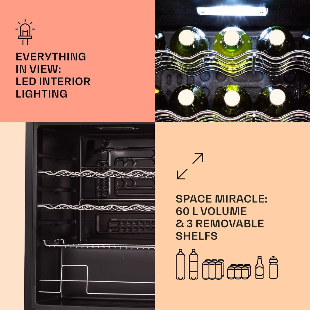 Klarstein Coachella 60, Smart, chladnička, 60 l, funkcia WiFi, podsvietenie.