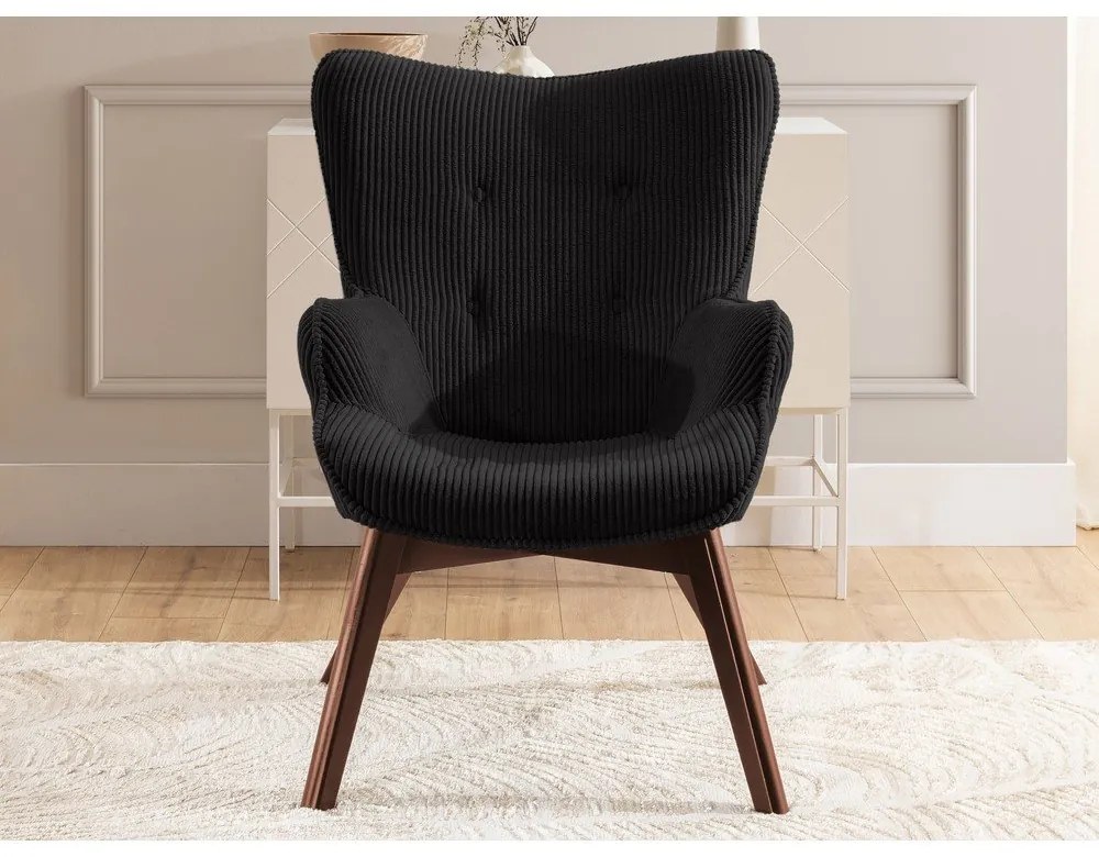 Čierne menčestrové kreslo Niko – Ropez