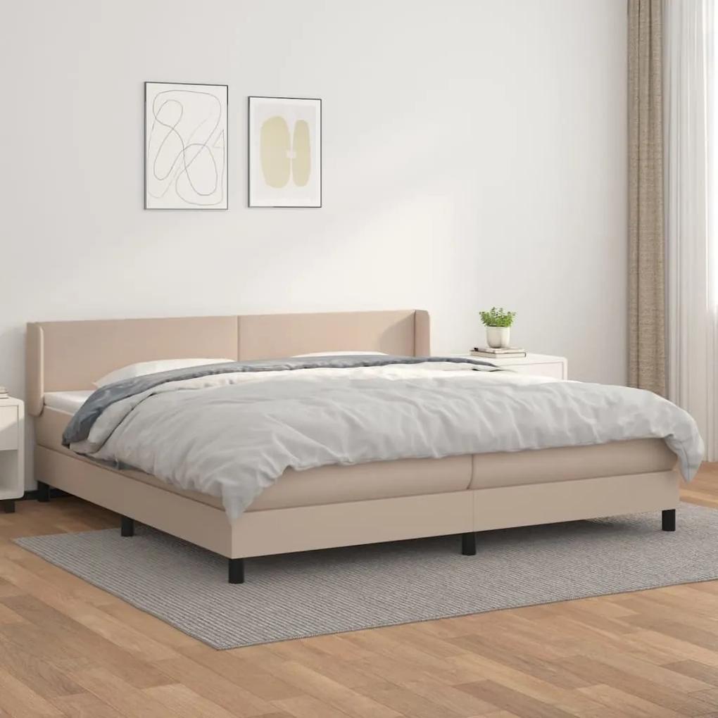 Boxspring posteľ s matracom kapučínová 200x200 cm umelá koža 3130684
