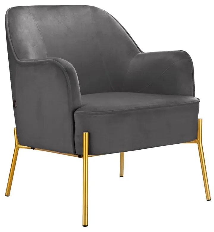 Sivé zamatové kreslo Runa – Støraa