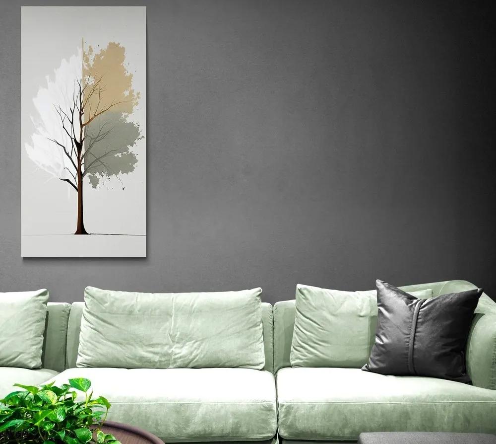 Obraz trojfarebný minimalistický strom - 60x120