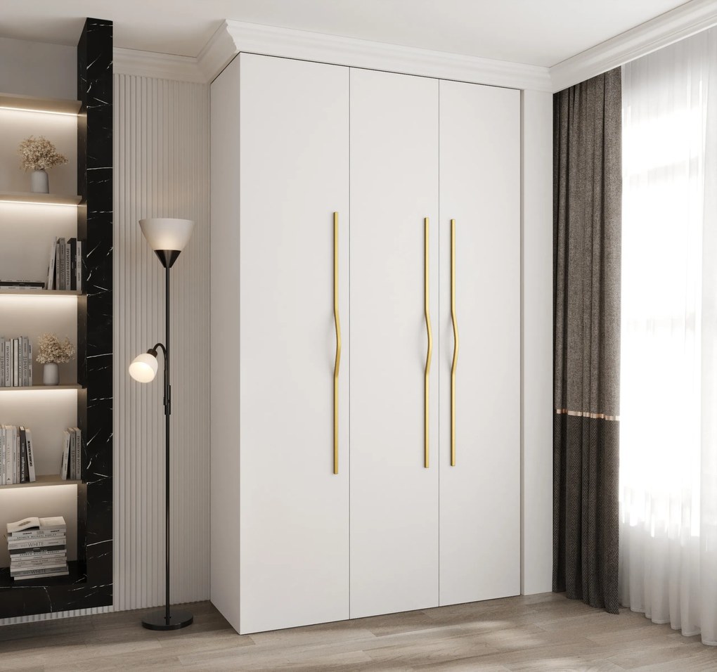 Šatníková skriňa 140 cm Carmela 40-2 (biela + zlatá). Akcia -20%. Vlastná spoľahlivá doprava až k Vám domov. 1126562