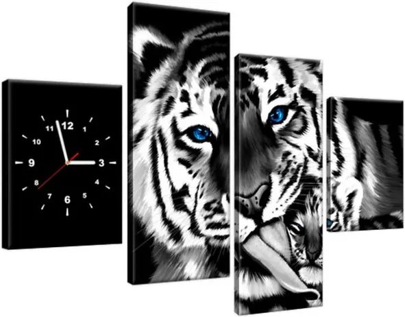Obraz s hodinami Tigre ako maľované 120x80cm ZP2573A_4E