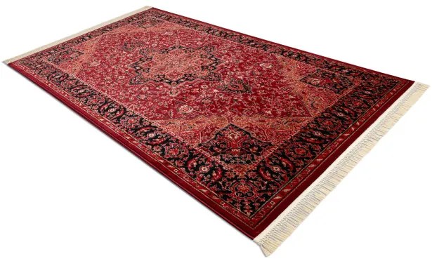 Koberec ORIENT Y307 so strapcami, rám / ornament / klasický, bordový / čierny