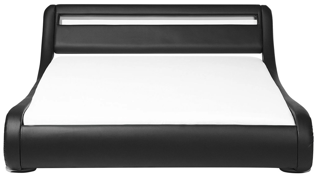 Posteľ z umelej kože s LED svetlom 160 x 200 cm čierna AVIGNON Beliani